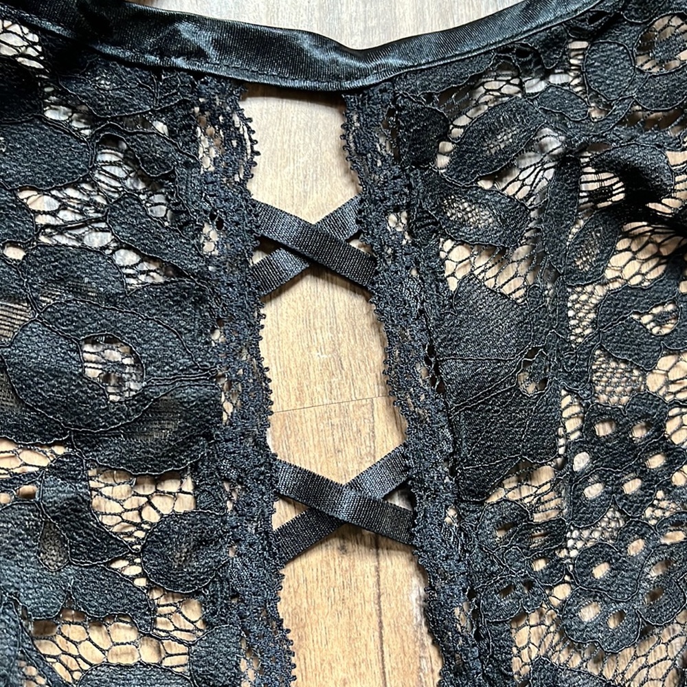 Adore Me Black Rue Lace Babydoll Dress and Panties - Picture 4 of 12